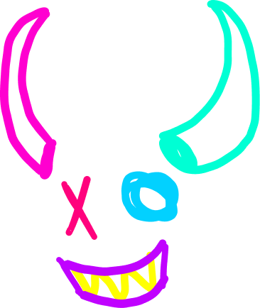 graffiti d'un sourire et de cornes de diable, placées sur léo